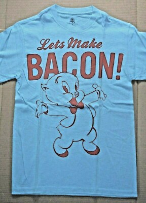 Warner Bros. Porky Pig ''Let's Make Bacon'' Men's Large Unisex T-Shirt -new