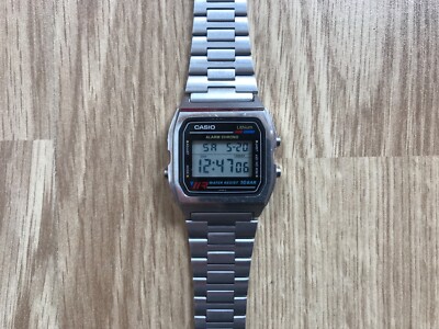 Casio W-780 LCD Vintage Digital Quartz Edelstahl Silber Selten Rar Sammler