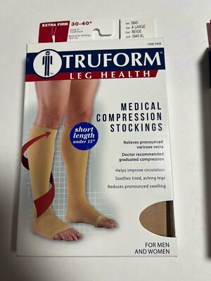 Truform Medical Compressions Socks Knee Length So Extra Large Beige Extra Firm ￼