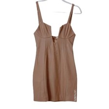 House of CB Mistress Rocks Bustier Corset Dress Vegan Leather Tan S
