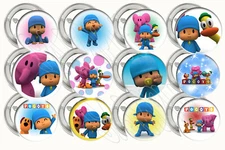 Pocoyo Party Buttons Pins 2.25" Giveaways Party Favor Metal Pin-back - 12 pcs