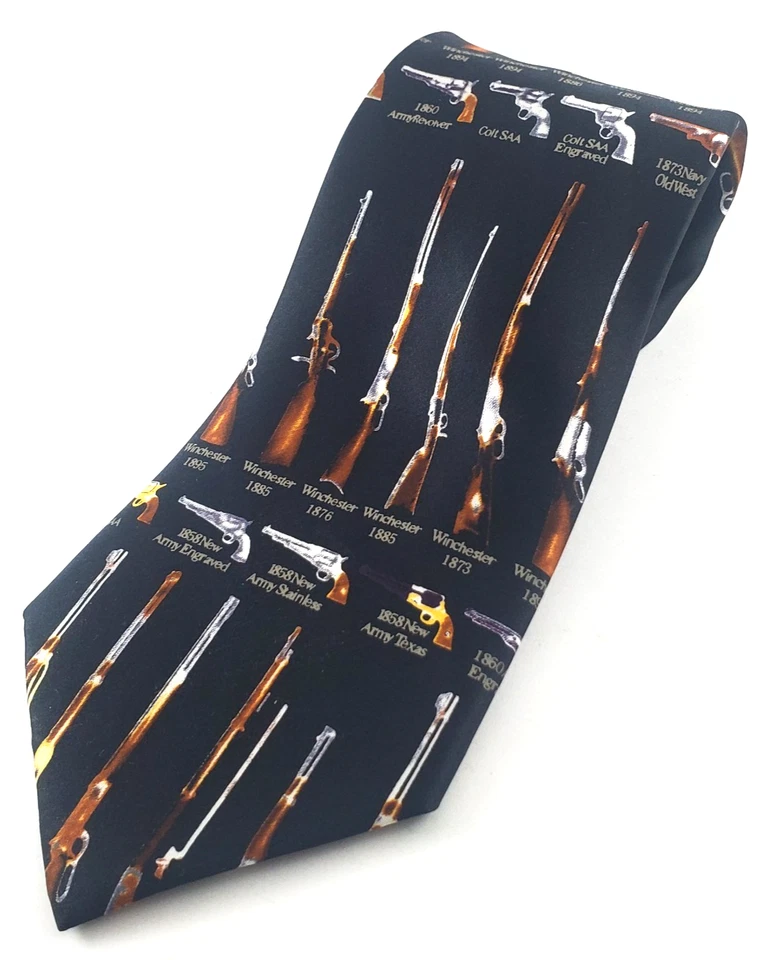 Men’s MUSEUM ARTIFACTS “Classic Rifles & Revolvers” Neck Tie 100%  Silk - Image 2 of 4