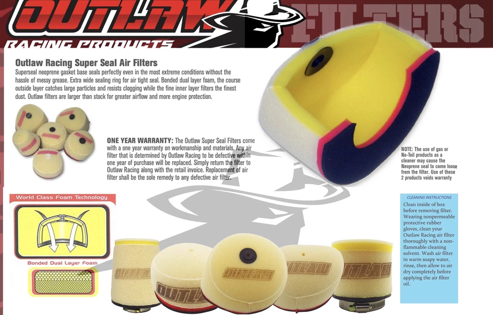 Воздушный фильтр Outlaw Racing Super Seal сделано в США ATC110 ATC185S ATC200 - Изображение 3 из 3