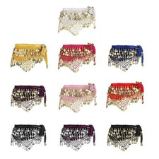Foulard de hanche à paillettes dorées, accessoire de danse orientale pour