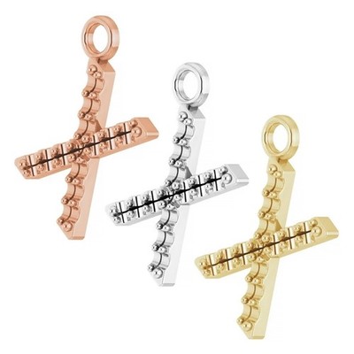 10K 14K  18K Gold Platinum & Sterling Silver Accented Initial X Dangle