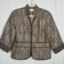 Coldwater Creek Womens Size 12 Blazer Jacket Copper Metallic Subtle Floral T 