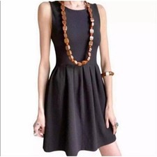 Ganni Womems black herringbone texture dress w stretch S