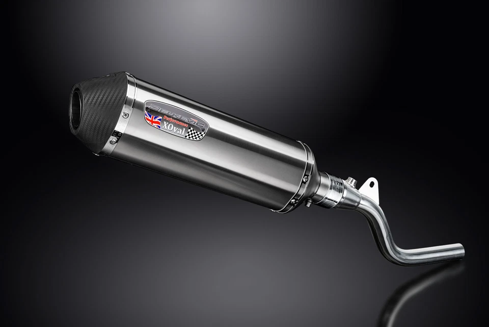 Delkevic Slip On Exhaust with 13.5" XOval Brushed Stainless Muffler for KLX300 - Image 3 of 4