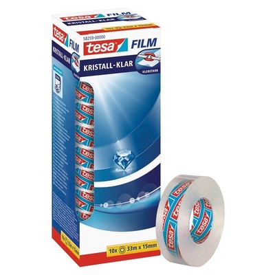 tesa KRISTALL-KLAR Klebefilm transparent 15,0 mm x 33,0 m 10 Rollen