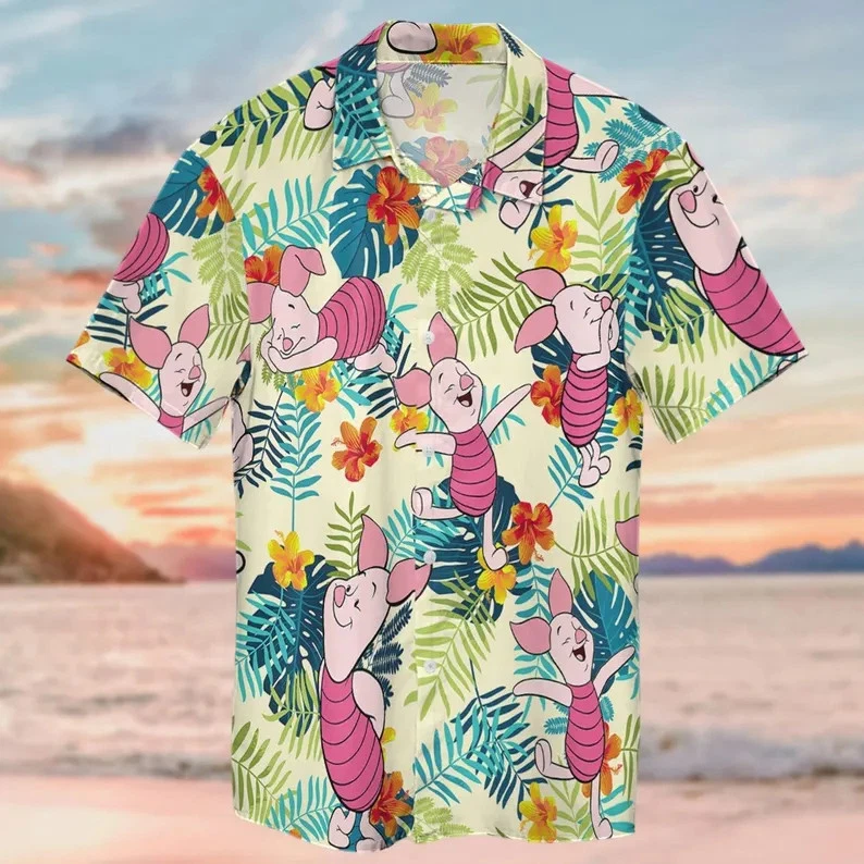 Disney Piglet Winnie The Pooh Tropical Summer Hawaiian Shirt