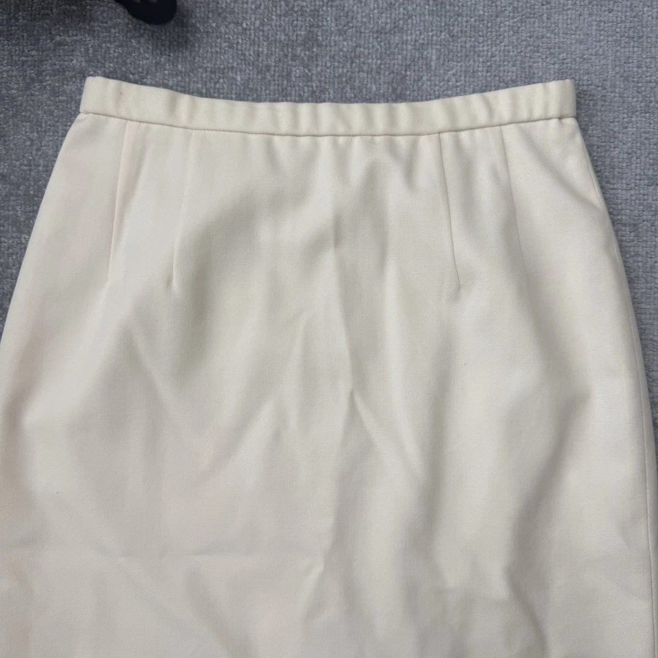 Pendleton Skirt Womens 6 Cream Virgin Wool Lined Midi Length Business Work Slit - Image 2 of 4