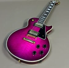 LP Electric Guitar, Mahogany Solid Body Purple Gloss Finish with Flame 6 strings