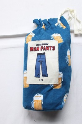 Hatley Men's Beer Mug Printed Elastic Man Pajama Pants JT8 Blue Large NWT