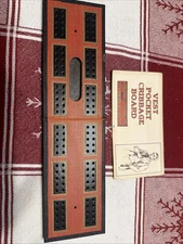 Chas Brewer & Sons Vest Pocket Cribbage Board, Antique Folding W/ OG Rule