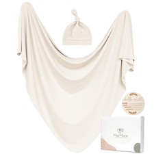 Baby Swaddle Receiving Blankets with Matching Beanie Set Newborn Nursery Swad...