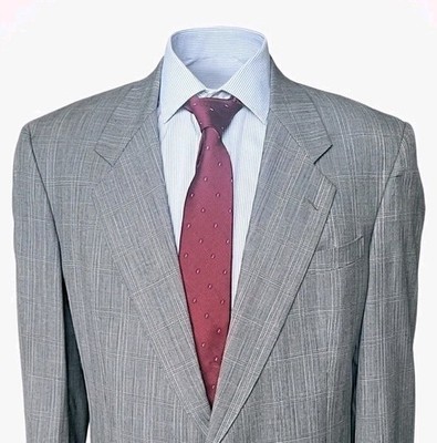 Hart Schaffner Marx Blazer Mens 44L Gray Plaid Wool Sport Coat For Dillards USA