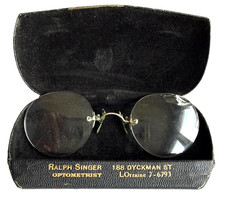 ANTIQUE SHUR-ON 1/10 12K GOLD SPECTACLES / EYEGLASSES MARKED 12K WITH CASE
