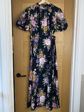 Lypsy Floral Cut Out Midi Dress Size 12 Vgc. Wedding Guest