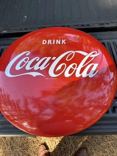 1950's Vintage Coca-Cola Soda Advertising Porcelain Round Button 24"