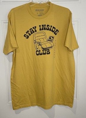 Melmarc Men's Large Mustard Yellow ''Stay Inside Club'' New Tee Shirt T Shirt