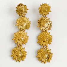 New Zara Flower Statement Drop Earrings Gift Retro Women Party Vacation Jewelry