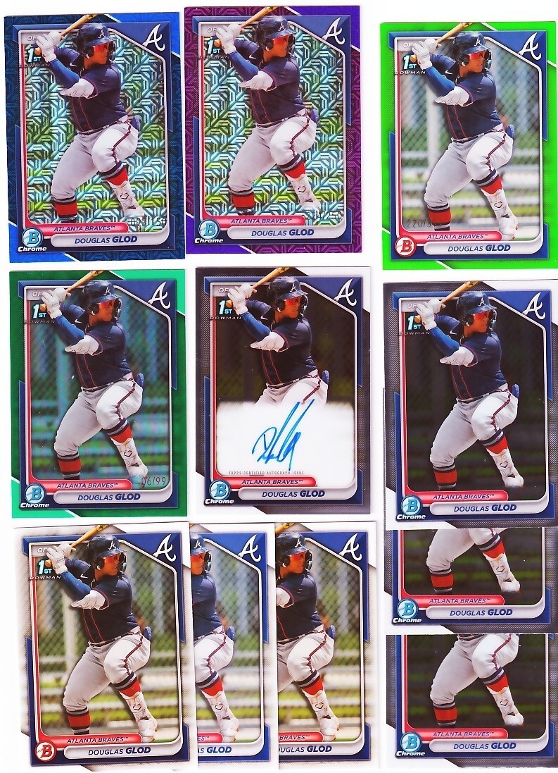 * 11 * AUTO /99 Green Refractor DOUGLAS GLOD 1st Bowman Chrome 2024 BCP-11 BP-11