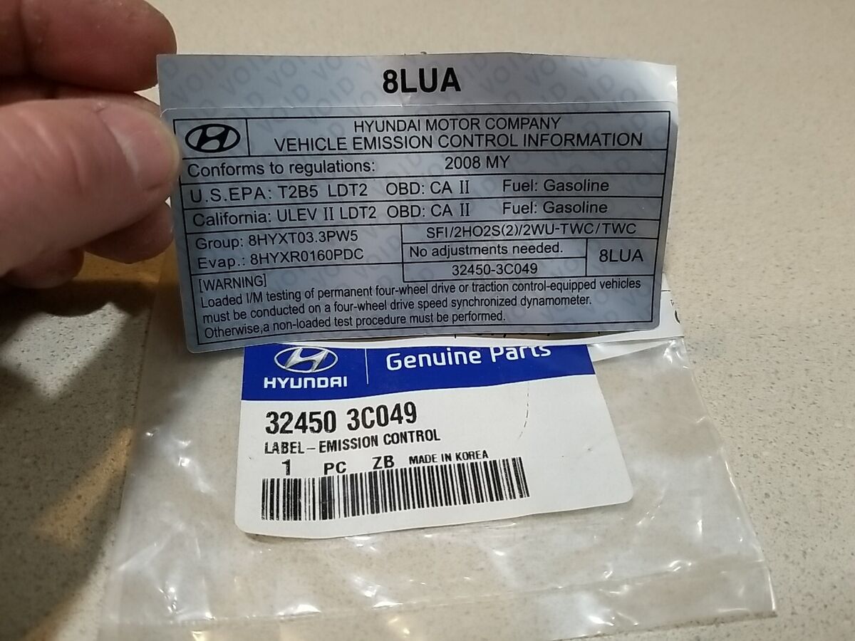 324503C049 Genuine Hyundai Emission Label Information 324503C049 Genuine Hyundai Emission Label Information
