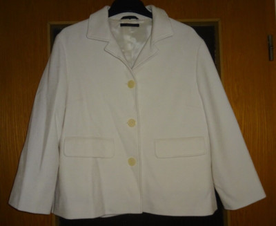 Windsor Damen Designer Blazer Struktur Kurze Jacke Weiß Gr. 40 wie NEU