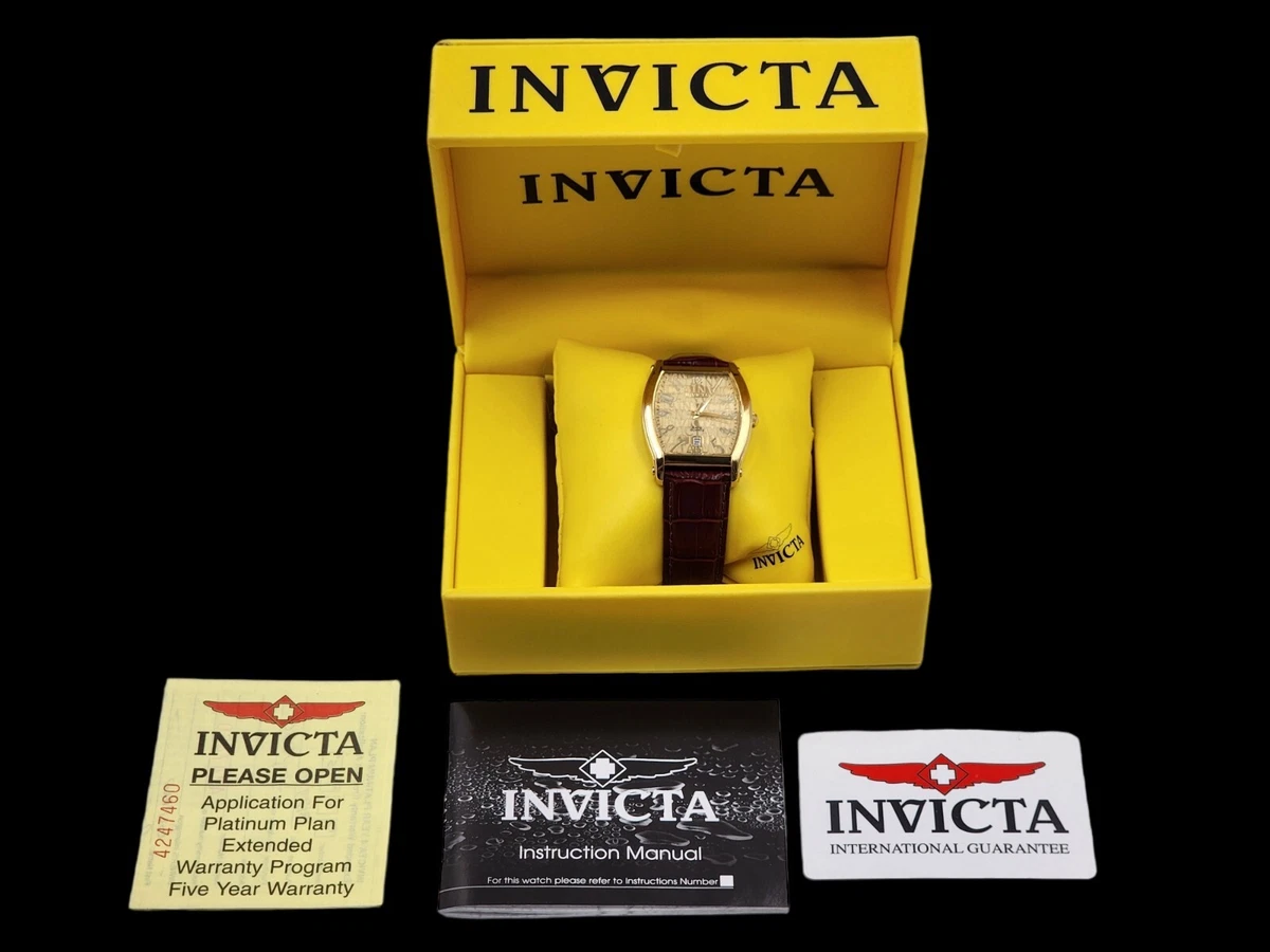 Invicta gold watch leather clearance band