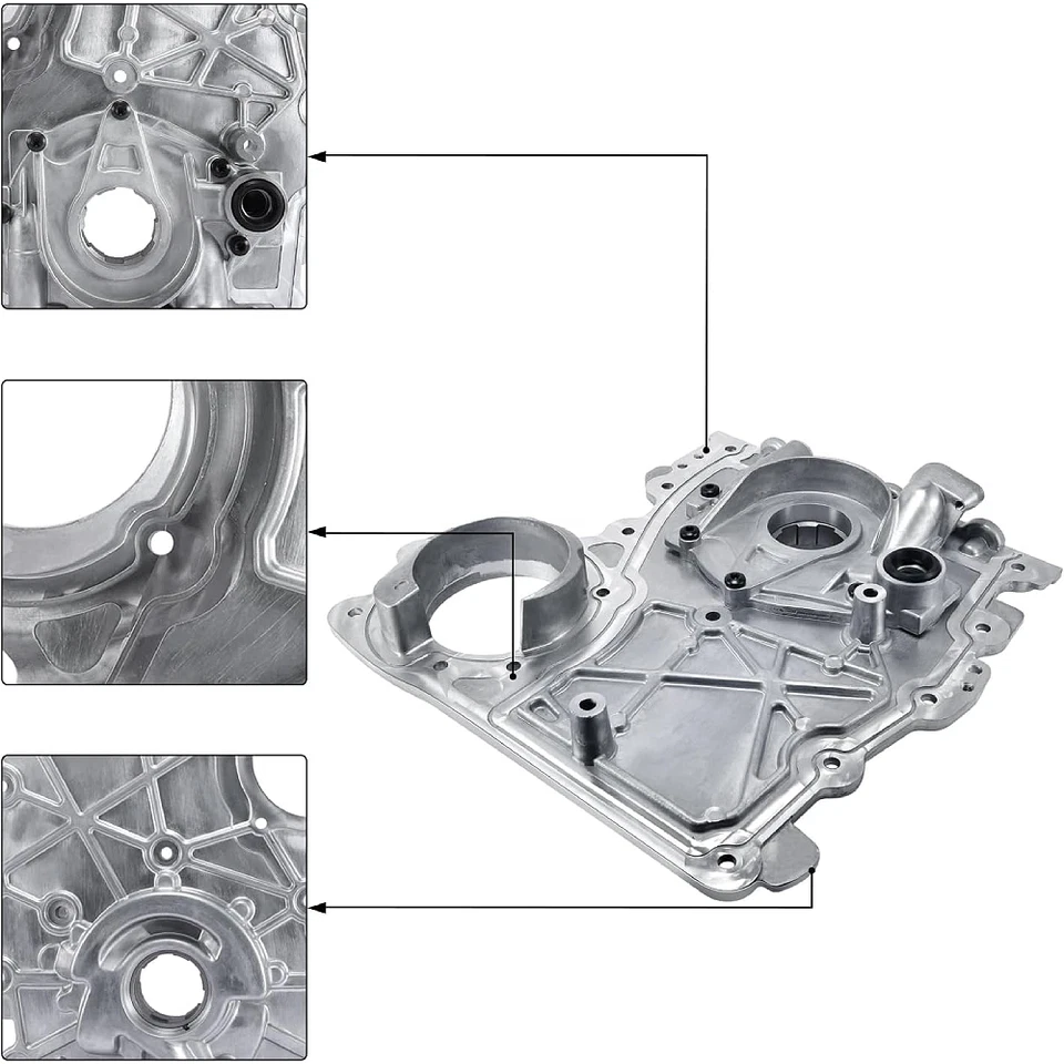 Timing Chain Cover With Oil Pump for GMC Chevrolet Buick Hummer Isuzu Saab Foto 4 de 4