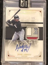 JOSE ABREU 2017 Treasures Signed Auto Jersey Laundry Tag Patch White Sox 2/5