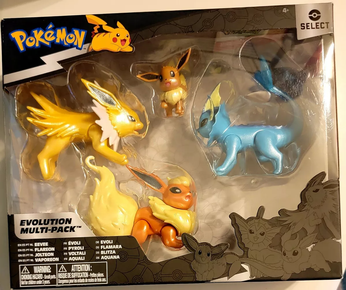 Pokemon Select Eevee, Flareon, Jolteon & Vaporeon Evolution Figure 4-Pack 