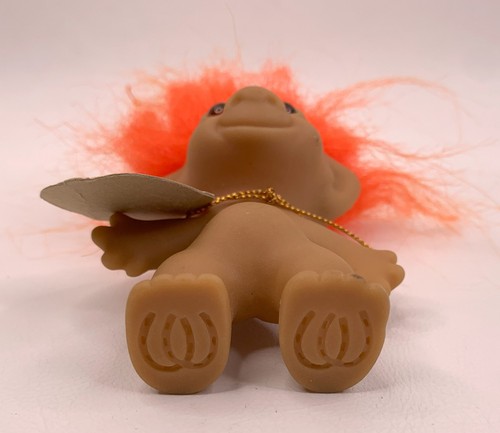 Vintage Uneeda Wishnik Good Luck Troll Puppe orange Haare Original Hängeetikett - Bild 5 von 6