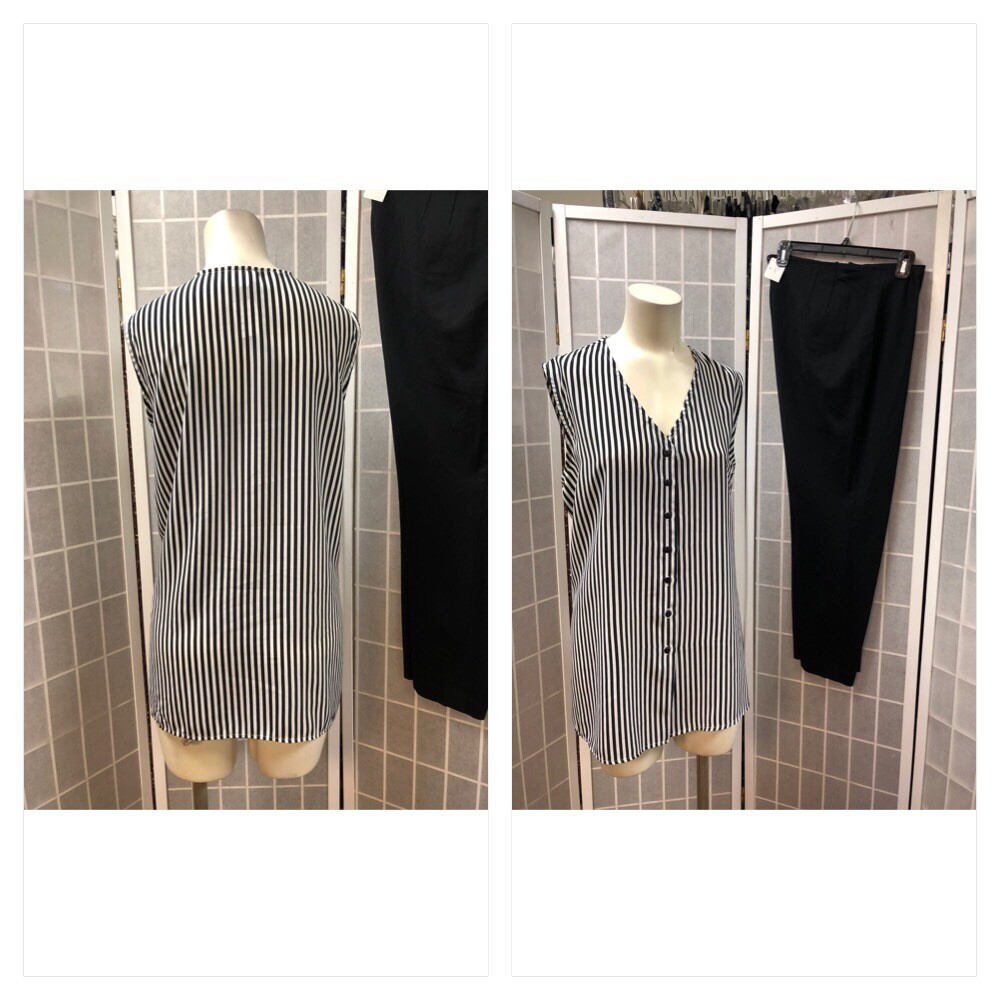 Notations/DKNY, Woman’s, Set, Black/White,pant/blouse, Casual, Spring, Size 14.:
