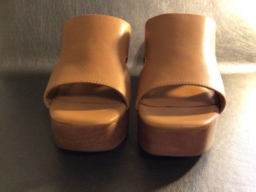 Anthropologie Charlotte Stone “Nina” Caramel Brown Open Toe Platform Clogs Sz 11 - Picture 8 of 12
