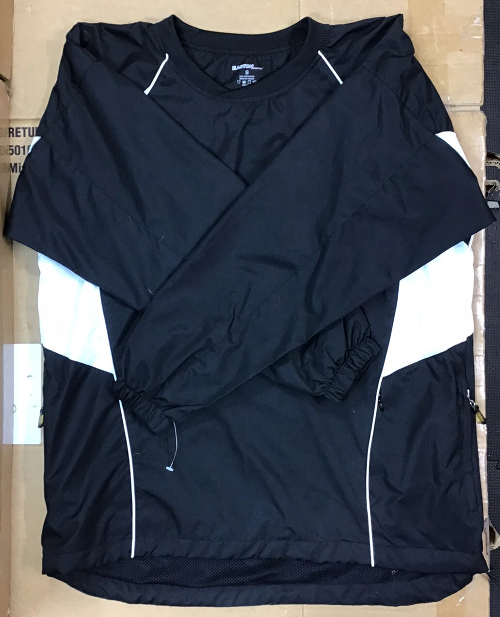 Easton Men's Small Black Pullover Windbreaker Jacket With Pockets L23