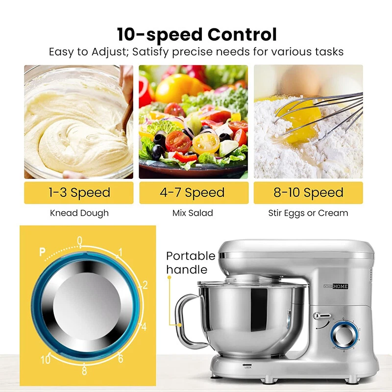 Stand Mixer 6QT 10-Speed Tilt-Head Kitchen Electric Food Mixer Bowl with Handle - Image 4 of 4