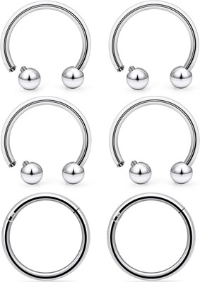 16g Septum Ring Piercing Jewelry Ball Surgical Stainless Steel Snake Bite Screw