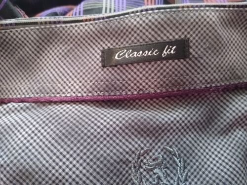 Bugatchi Uomo Classic Fit Men's 16.5 34/35 Purple Black Red Gray Long Sleeve - Picture 3 of 11