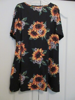 short black sunflower dress Short Sunflower Dress Women's Sleeveless Black Sunflower Dress Cute Dresses
