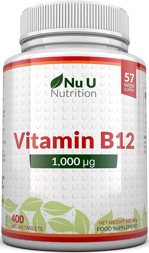 NU U NUTRITION Vitamin B12 1000mcg – 400 Vegan Tablets – High Strength Methylcobalamin