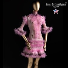 Élégant Robe Mini Sexy Faux Fourrure Femme Vêtements de Luxe Mode Tulle Crochet