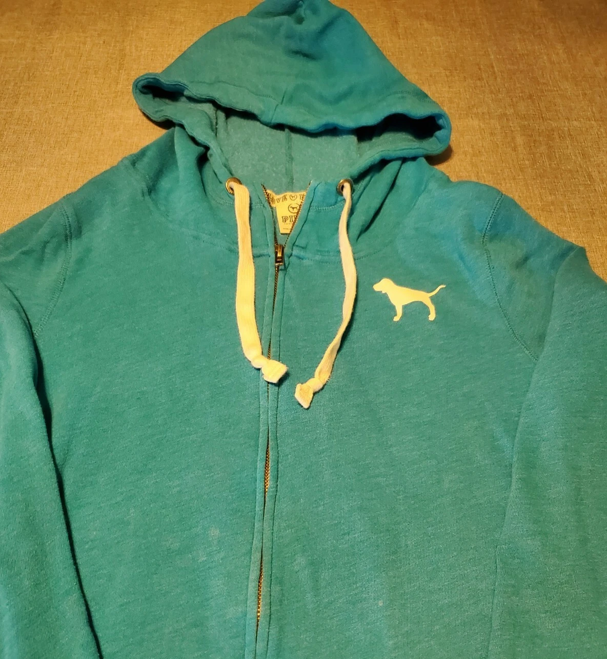 UNDERCOVER Felpa donna blu con cappuccio e zip nera Victoria Secret VS Love rosa Taglia M