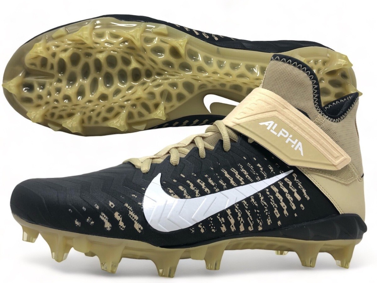 Nike Alpha Menace Pro 2 Mid Black Gold Mens Football Cleats  display picture 1