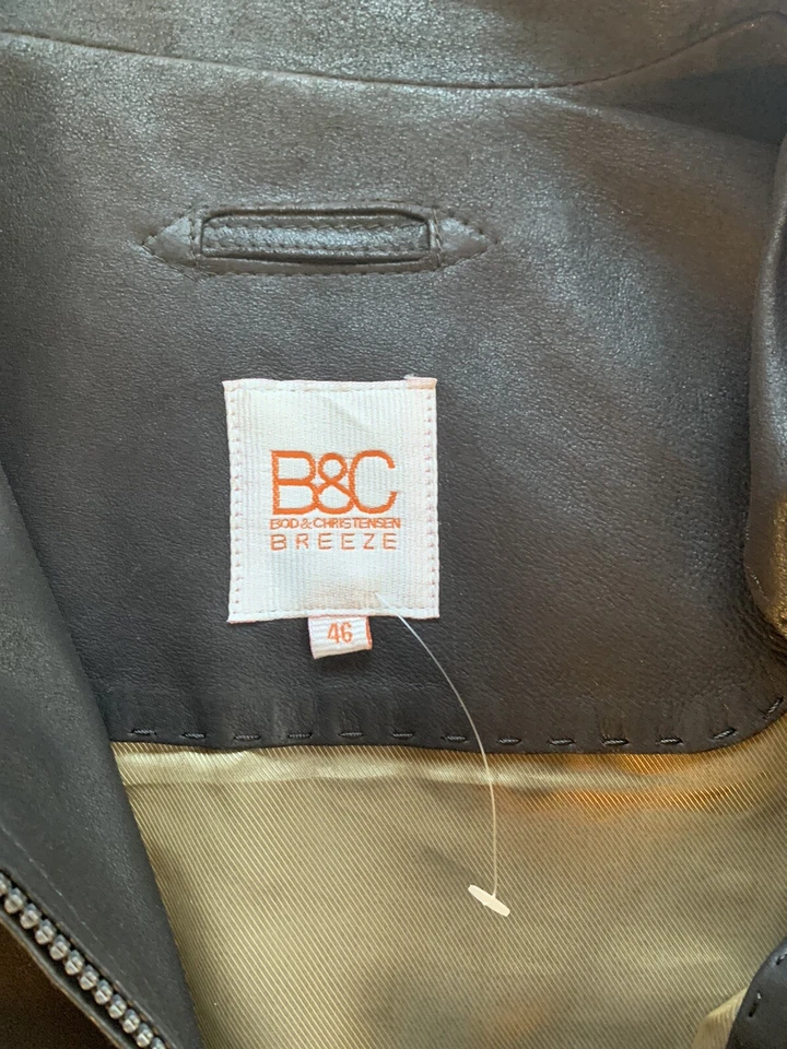 CHAQUETA DE CUERO PARA HOMBRE B&C BOD & CHRISTENSEN BREEZE cremallera completa marrón oscuro talla 46 $750 Foto 3 de 4