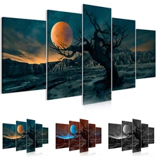 MOON NIGHT TREE Canvas Wall Art Image Photo Print c-C-0286-b-n