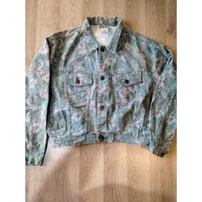 Get! Women's Vintage Floral Print Denim Jacket Size Medium