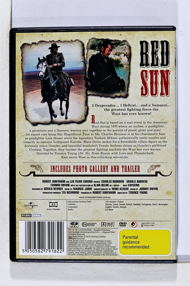 Red Sun Region 4 (DVD) Charles Bronson, Ursula Andress, Toshiro Mifune - image 2 of 2