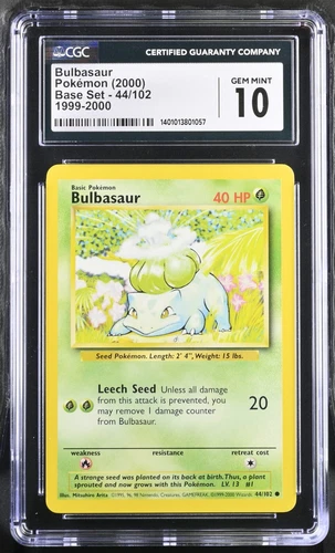 CGC 10 Bulbasaur Base Set 4th Printing 1999-2000 Vintage UK Print Pokemon 44 PSA