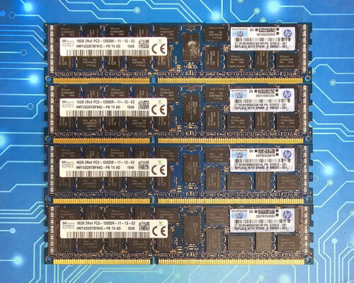 64GB (4x16GB) PC3-12800R DDR3-1600MHz 2Rx4 REG ECC Hynix HMT42GR7BFR4C-PB
